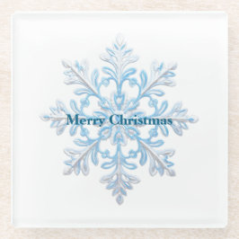 Aquamarin Blue White Christmas Snowflakes Glasuntersetzer