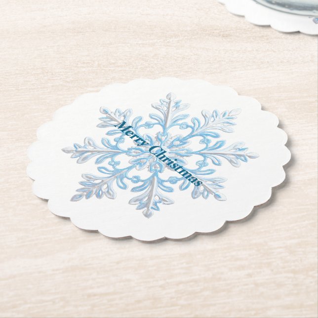 Aquamarin Blue White Christmas Snowflakes Untersetzer (angewinkelt)
