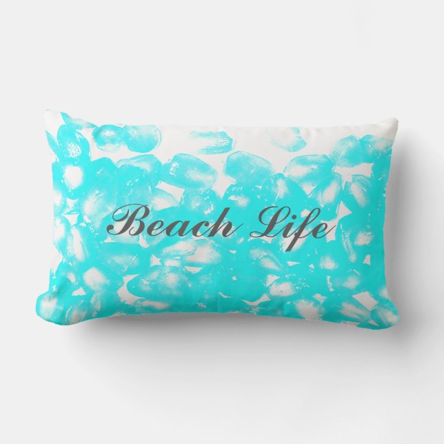Aquamarin Blue White Custom Beach Life Zitate Kissen Für Draußen (Vorderseite)