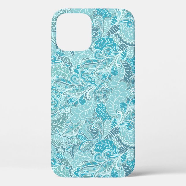 Aquamarin Blue White Elegante Paisley Pattern Case-Mate iPhone Hülle (Rückseite)