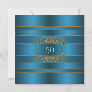Aquamarin Blue Womans 50. Geburtstagsparty Einladung