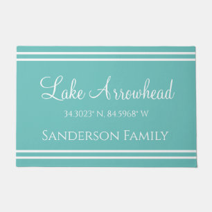 Aquamarin Blue Your Lake Family Name Map Koordinat Fußmatte