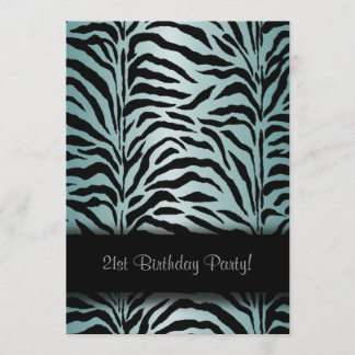 Aquamarin Blue Zebra Geburtstagsparty Einladung