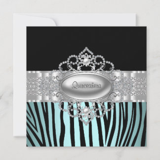 Aquamarin Blue Zebra Quinceanera Einladungen