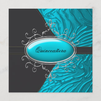 Aquamarin Blue Zebra Quinceanera Einladungen