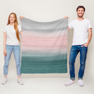 Aquamarin Blush Gray Watercolor, Abstrakt Nr. 1 Fleecedecke