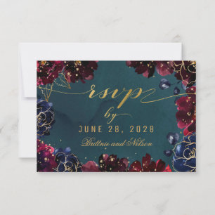 Aquamarin Bordeaux Sapphire Jewel Tone UAWG RSVP Karte