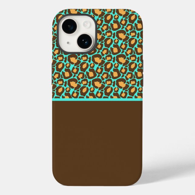 Aquamarin & braun Cheetah Print Phone Case (Rückseite)