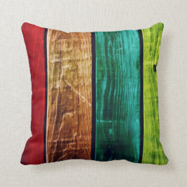 Aquamarin-Brauner Rot- und Grünstreifen-Kissen Kissen