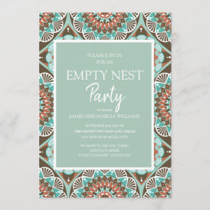 Aquamarin Brown Mandela Pattern Empty Nest Party Einladung