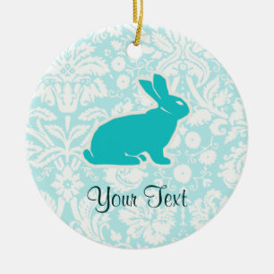 Aquamarin Bunny Keramik Ornament