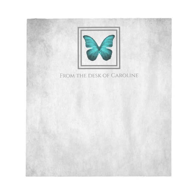 Aquamarin Butterfly Personalisiert Notepad Notizblock (Vorderseite)