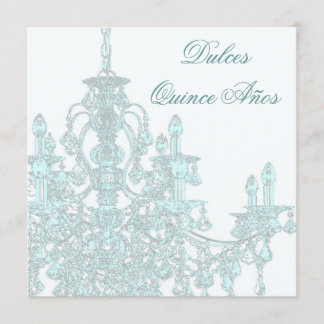 Aquamarin Chandelier Quinceanera Einladung