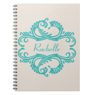 Aquamarin-Chic-Damask-Notebook Notizblock