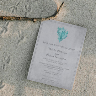 Aquamarin Conch Muschel Hochzeit Einladung