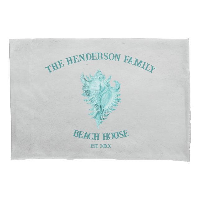 Aquamarin Conch Muschel Pillow Case Kissenbezug (Vorderseite)