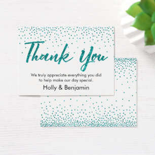 Aquamarin Confetti Script Vielen Dank für Ihre Unt
