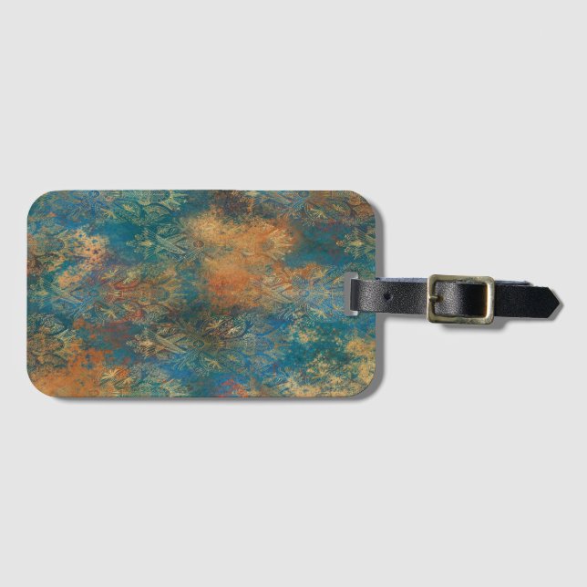 Aquamarin Cooper Patina Gepäckanhänger (Vorderseite (Horizontal))