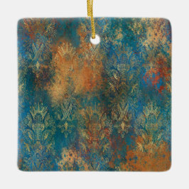 Aquamarin Cooper Patina Keramikornament