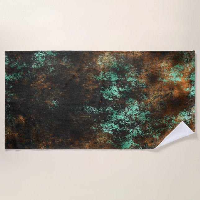 Aquamarin Cooper Patina Metallic Strandtuch (Vorderseite)
