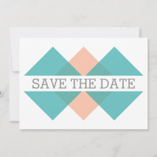 Aquamarin Coral Geometric Triad Save the Date einl