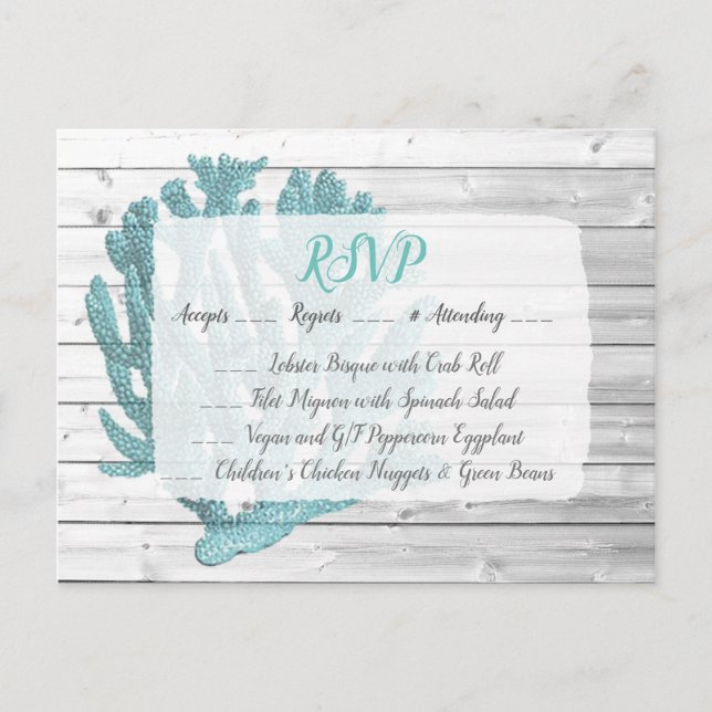Aquamarin Coral UAWG Wedding Postcard Postkarte (Vorderseite)