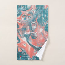 Aquamarin Coral Weiß Abstrakt Sweat Handtuch