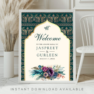 Aquamarin Cream Anand Karaj Wedding Willkommenszei Poster