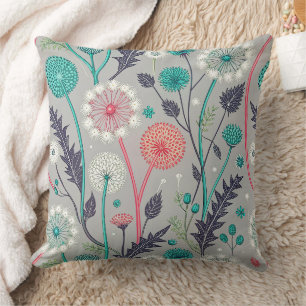 Aquamarin & Crimson Dandelion Dream - Stilvolle Bl Kissen