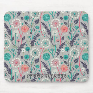 Aquamarin & Crimson Dandelion Dream - Stilvolle Bl Mousepad