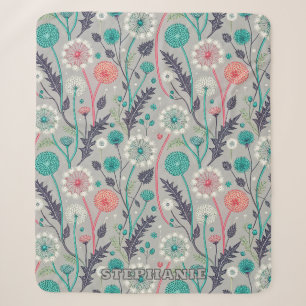Aquamarin & Crimson Dandelion Dream - Stilvolle Bl Sherpadecke