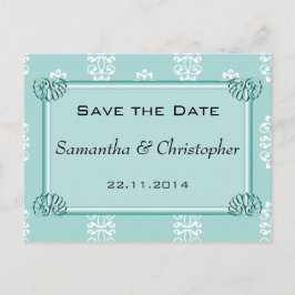 Aquamarin Damask Hochzeit Save the Date Ankündigungspostkarte