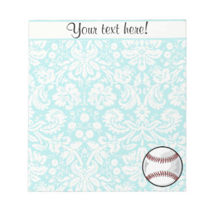 Aquamarin Damask Muster Softball Notizblock