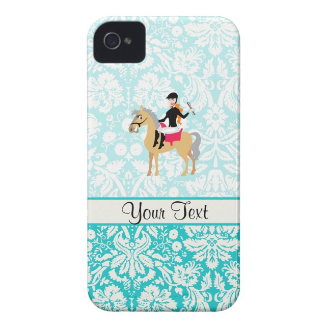 Aquamarin Damask Reittier Case-Mate iPhone Hülle (Rückseite)