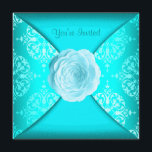 Aquamarin Damask Rose Aquamarin Blue Jeden Anlaß Einladung<br><div class="desc">Elegante aquamarine blaue Damast jeder Anlass Party Einladung Vorlage. Fügen Sie Ihre Daten in die Vorder- und Rückseite dieser wunderschönen, aquamarinen blauen Damast-Party Einladung ein, indem Sie einfach die Schaltfläche "Anpassen!" auswählen, um Ihre Veranstaltungsdetails, den Schriftart-Stil, die Schriftart-Größe und -Farbe sowie den Wortlaut hinzuzufügen. Bitte beachten Sie - alle Einladungsdesigns,...</div>