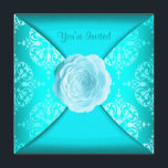 Aquamarin Damask Rose Aquamarin Blue Jeden Anlaß Einladung<br><div class="desc">Elegante aquamarine blaue Damast jeder Anlass Party Einladung Vorlage. Fügen Sie Ihre Daten in die Vorder- und Rückseite dieser wunderschönen, aquamarinen blauen Damast-Party Einladung ein, indem Sie einfach die Schaltfläche "Anpassen!" auswählen, um Ihre Veranstaltungsdetails, den Schriftart-Stil, die Schriftart-Größe und -Farbe sowie den Wortlaut hinzuzufügen. Bitte beachten Sie - alle Einladungsdesigns,...</div>