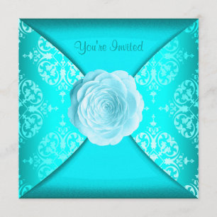 Aquamarin Damask Rose Aquamarin Blue Jeden Anlaß Einladung