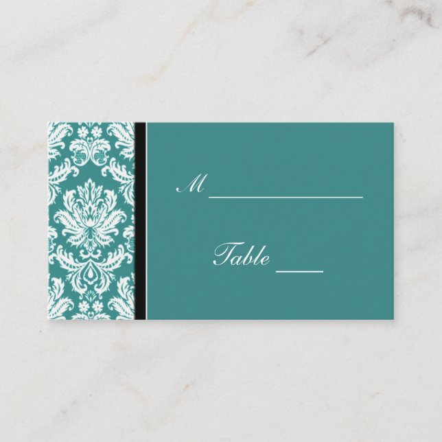 Aquamarin Damask Wedders Platzkarte Holders (Vorderseite)