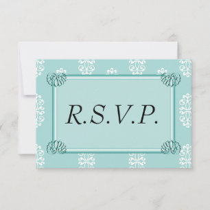 Aquamarin Damask Wedding UAWG RSVP Karte