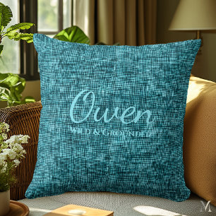 Aquamarin Denim Texture Personalisierte rustikal Kissen