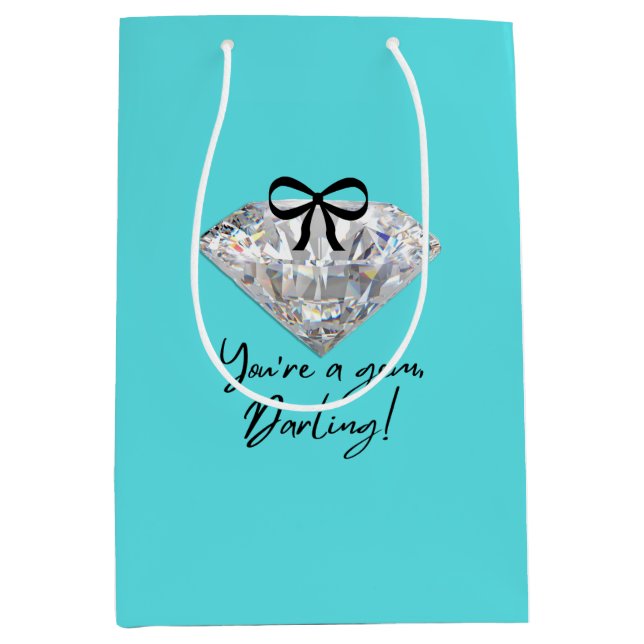 Aquamarin & Diamond Dankeschön Karte Mittlere Geschenktüte (Vorderseite)