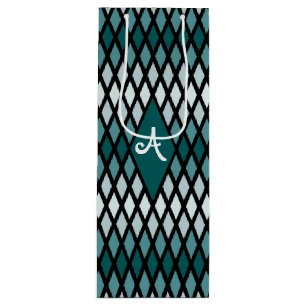 Aquamarin Diamond Ombre Monogram Geschenktüte Für Weinflaschen