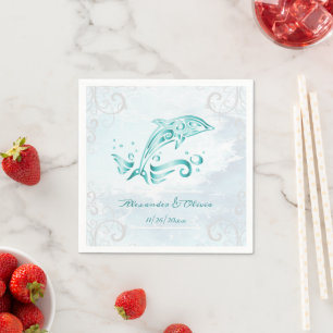 Aquamarin Dolphin Brautparty Napkin Serviette