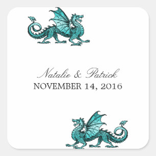 Aquamarin Dragon Wedding Stickers
