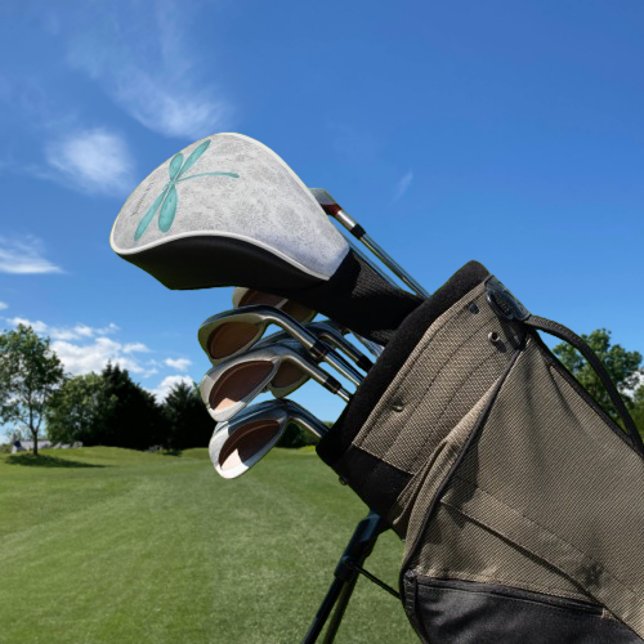 Aquamarin Dragonfly Damask Golf Headcover (Teal Dragonfly Damask Personalized Golf Head Cover)