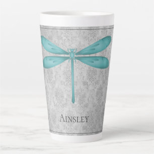 Aquamarin Dragonfly Damask Milchtasse
