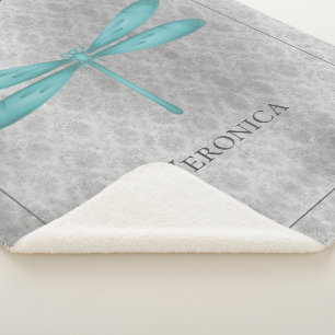 Aquamarin Dragonfly Damask Personalisiert Sherpadecke