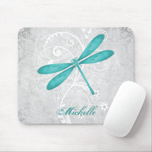 Aquamarin Dragonfly Personalisiert Mousepad