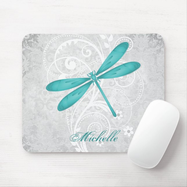 Aquamarin Dragonfly Personalisiert Mousepad (Mit Mouse)