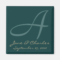 Aquamarin & Ecru Monogram ・ Speichern Sie das Date
